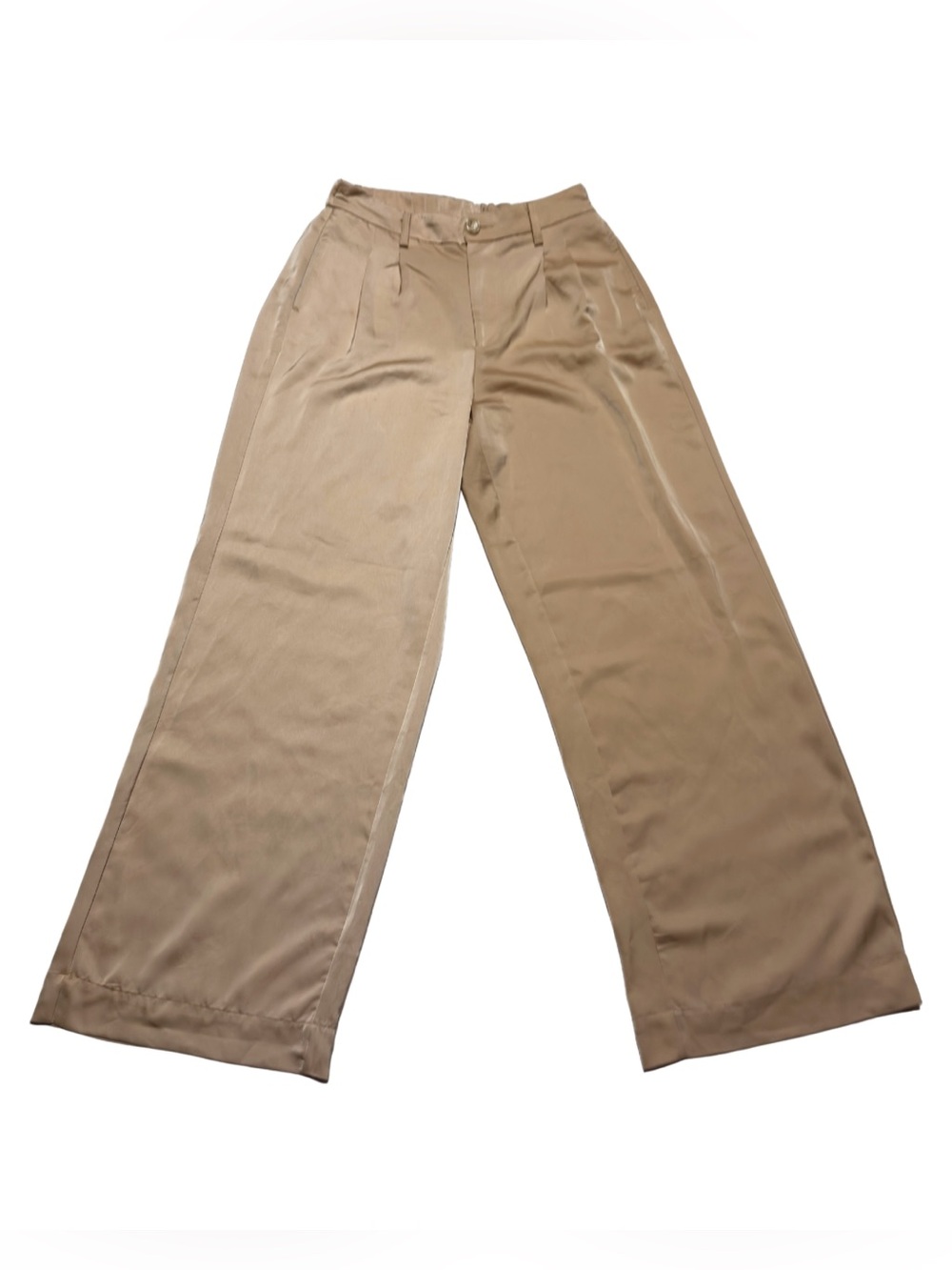 one 5 one Wide-Leg Satin Gold Flowy Pants